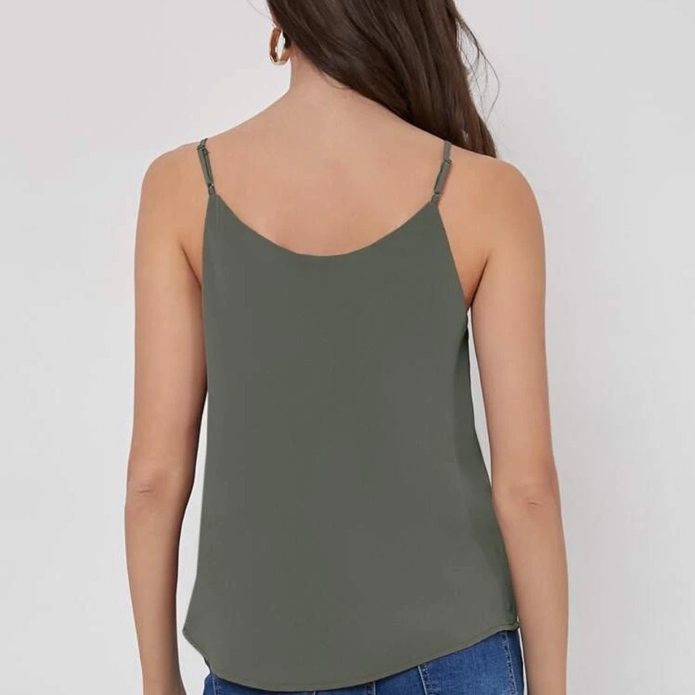 Minimalist dressy tank top v neck cami green - Picture 11 of 14
